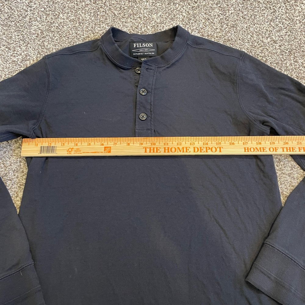 Filson Men's Dark Blue Long Sleeve Henley 100% Cotton Size Medium - Picture 5 of 8